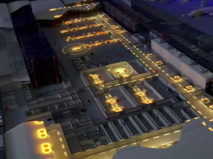 HH Vision – Projektionsmodell eines Frachtterminals in Abu Dhabi – Projektansicht 1 von 2